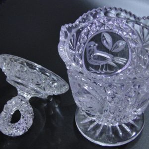 وعاء كريستال مع نقشة طيور من Hofbauer West German Lead Crystal الألماني الكلاسيكي